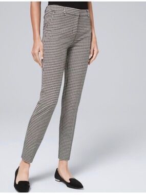 White House Black Market Black & White Houndstooth Ankle Pants The Slim Stretch